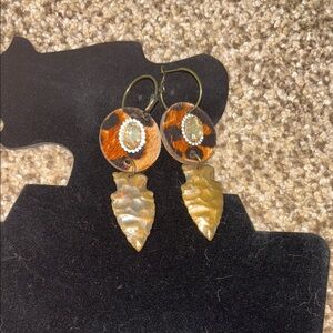 Art by Amy Leopard Print and Gold Dangle Earrings